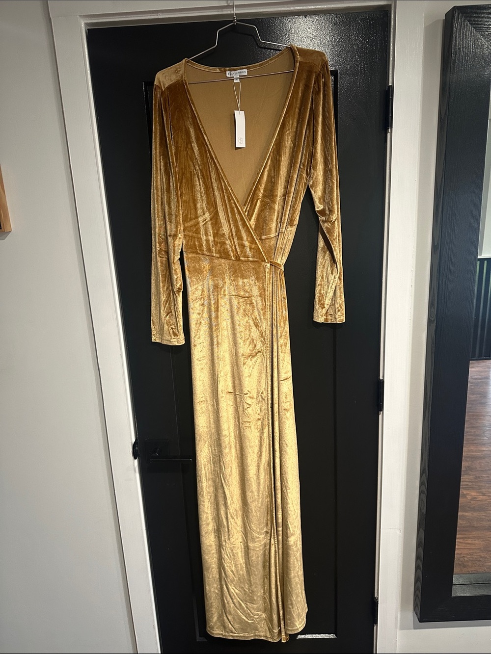 Baltic Born Gold Velvet Wrap Maxi Dress